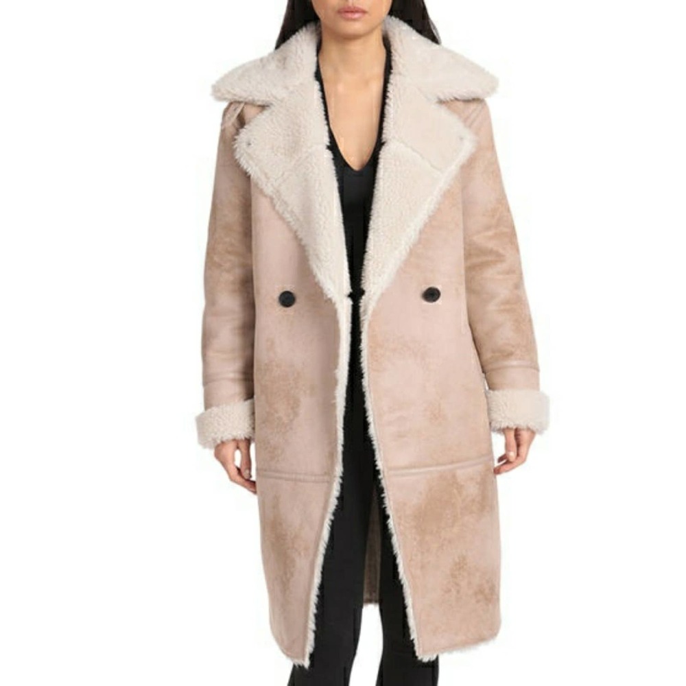 Avec Les Filles Asymmetrical Faux Shearling Coat - Picture 8 of 10